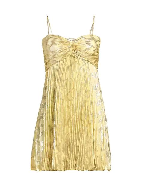 Delfi Nicole Pleated Silk Minidress In Yellow .